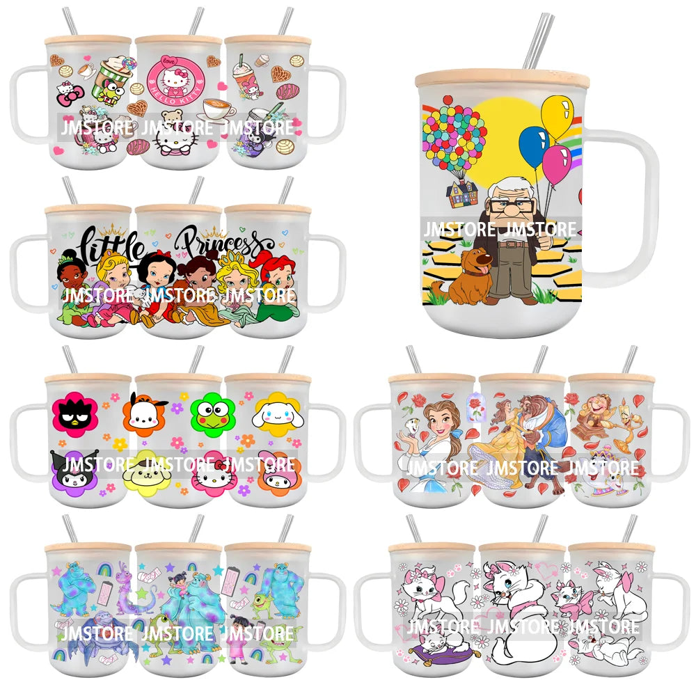 Cartoon Baby Little Princess UV DTF Glass Can Wrap For 15OZ Mug Glass Cup Transfer Stickers DIY Custom Logo Labels Magic Kingdom