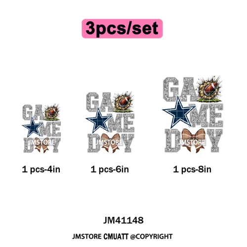 Faux Glitter Leopard Game Day American Football Sport Coquette Iron on Washable DTF Transfer Stickers Ready to Press for Clothes