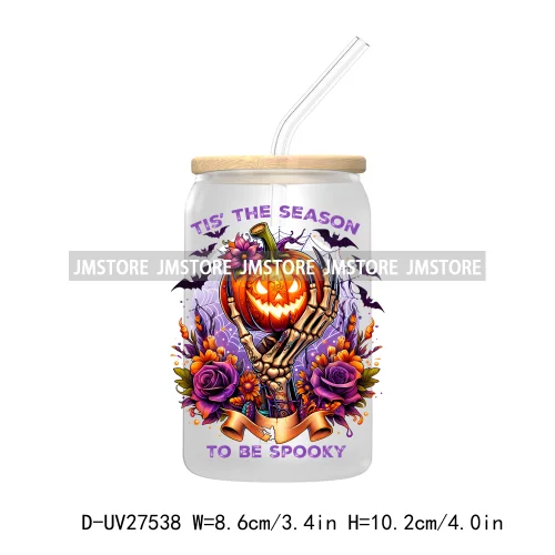 Candy Heart Spooky Ghost Halloween UV DTF Transfer Stickers Decals For Libbey Cold Cup Mug Tumbler Tis The Season Horror Pumpkin