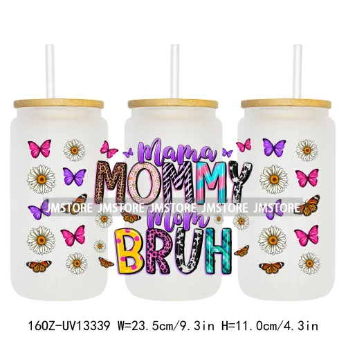 Coquette Afro Black Dope Autism Mama Cat Dog Mom UV DTF Sticker For 16OZ Libbey Glass Cup Can Wrap Waterproof Transfer Stickers