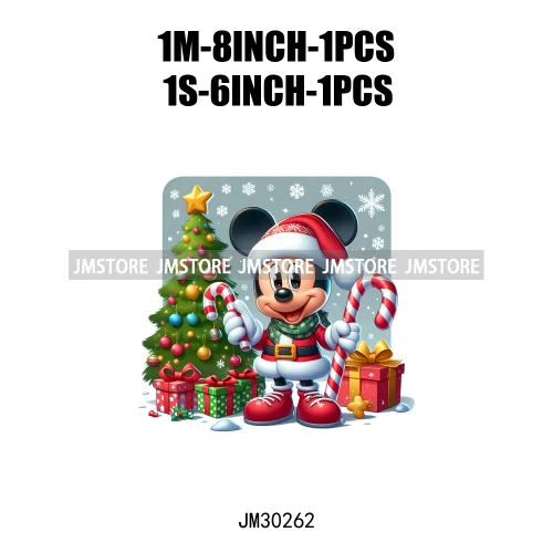 Christmas Cartoon Animal Characters Snow Holiday Santa Tree Gifts Iron On DTF Transfers Stickers Ready To Press For Sweatshirts
