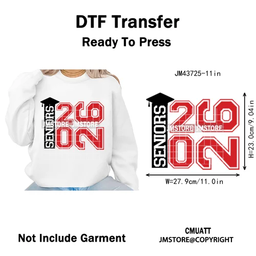 High School Senior Year Class of 2026 My First Last Day Iron on Washable DTF Heat Transfers Stickers Ready to Press for Hoodies