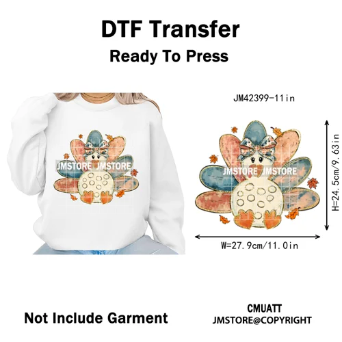 Trendy Give Thanks Coquette Gobble Turkey Bow Girly Fall Blessed Iron on DTF Heat Transfers Stickers Ready to Press for Clothing