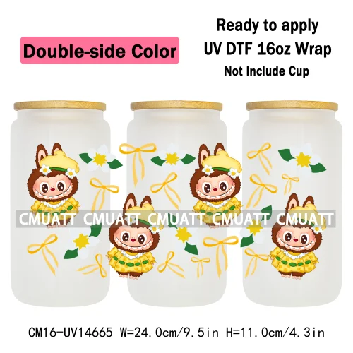 Double Sided Color UV DTF Cup Wraps 16OZ Wholesale Custom Bulk Waterproof Cartoon Cute Monster Coquette Bow DIY Craft Mug Glass
