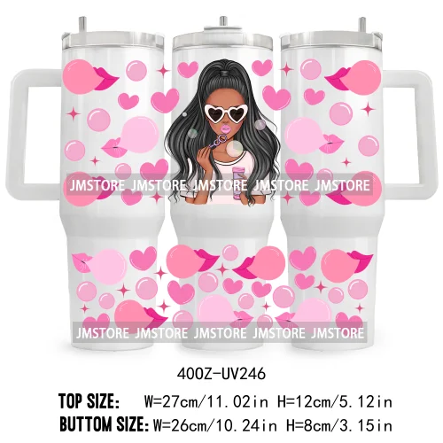 40OZ Tumbler Wrap Fashion Bubble Gum Girl UV DTF Cup Wraps Transfer Stickers Custom Labels Durable Waterproof Logo Coffee Lover