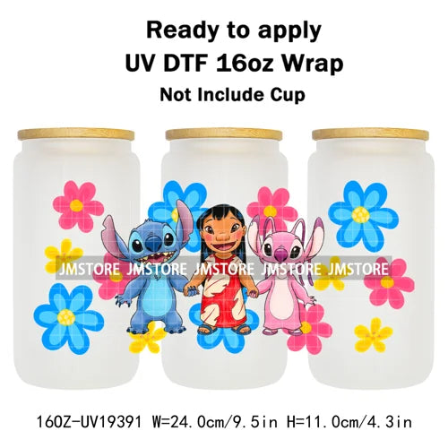 Tropical Cartoon Summer Vibes Splash UV DTF Wraps Transfer Sticker Waterproof High Quality For 16OZ Libbey Glass Can Tumblers