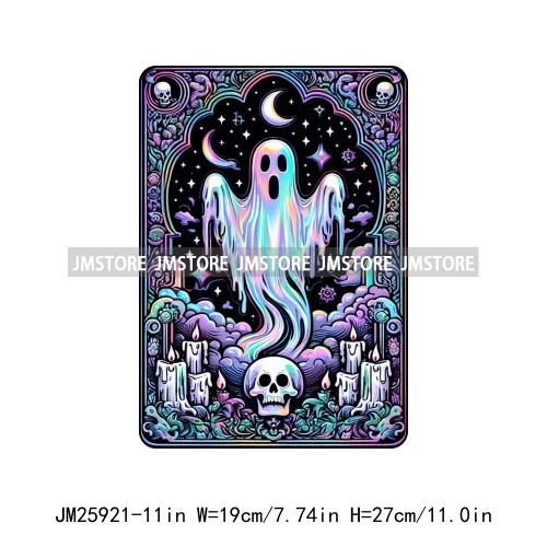 Spooky Horror Halloween Designs Killer King Ghost Death Tarot Card DTF Iron On Transfer Stickers Ready To Press For T-shirt Bags