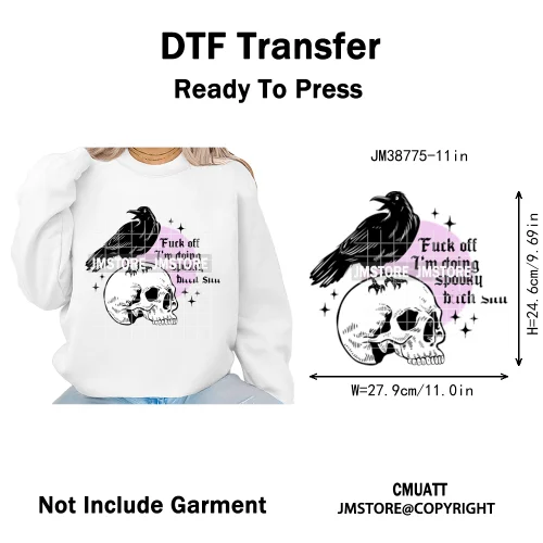 New Sarcastic Halloween Snarky Inspire Quotes Printing Iron on DTF Washable Transfers Stickers Ready to Press for Clothing Bags