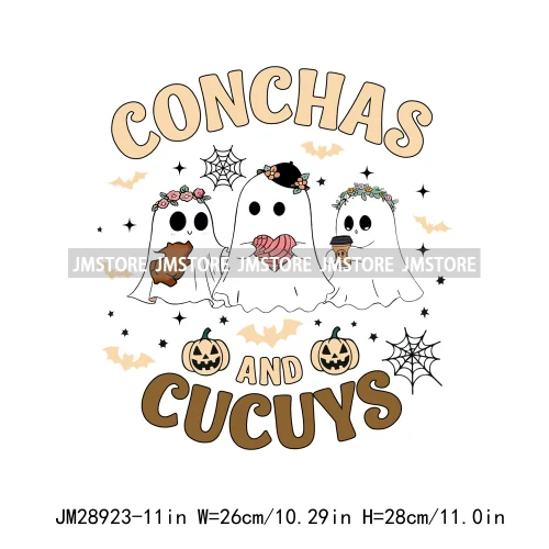 Cute Aqui Espantan Mexican Ghost Creepy Conchita Era Conchas And Cucuys Iron On DTF Transfer Stickers Ready To Press For Hoodies