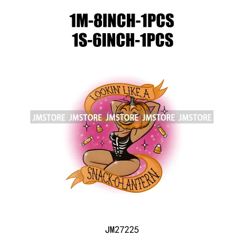 Cartoon Halloween Season Let's Go Ghouls Burn Sage Not Witches Spooky Vibes DTF Iron On Heat Press Transfer Stickers For Clothes