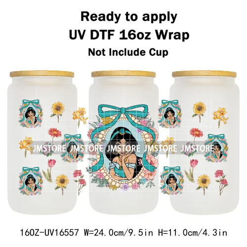 Magical Mirror Princess Coquette Bow 16OZ UV DTF Cup Wraps Ready To Apply Waterproof Transfer Stickers For Libbey Glass Can Mugs