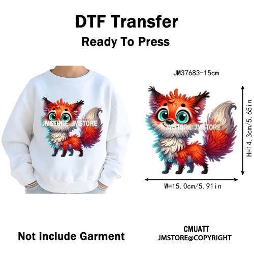 15cm 5.9in Kid Cute Silly Baby Pet Animal Iron On DTF Heat Transfer Sticker For Clothes Vinyl Thermal Washable T-Shirts Decals