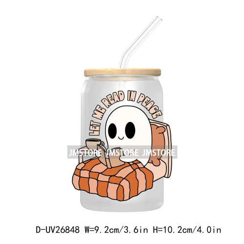 Spooky Halloween Book Club 16OZ UV DTF Cup Wrap Transfer Stickers Custom Labels Waterproof Logo For Libbey Glass Can Fall Season