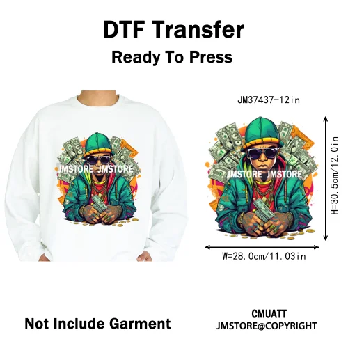 12in Dino Trucks Drip Or Die Skull Beats Graffiti Streetwear Man Design Iron on DTF Transfer Stickers Ready to Press for Clothes