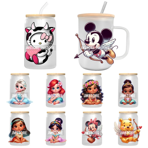 Cute Cartoon Baby Girls Kids Characters UV DTF Transfer Stickers Decals For Libbey Cold Cups Mugs Tumbler Princess Mouse Friends