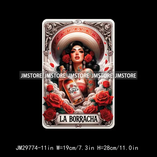 Latina Mexican Lady Chicana Spanish Tarot Card Designs Hecho En Mexico Iron On DTF Transfer Stickers Ready To Press For T-shirts