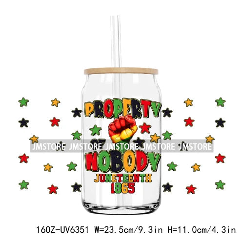 1865 Vibes Juneteenth Sunflower 16OZ UV DTF Cup Wrap Transfer Stickers Custom Label Durable Waterproof Logo For Libbey Glass Can