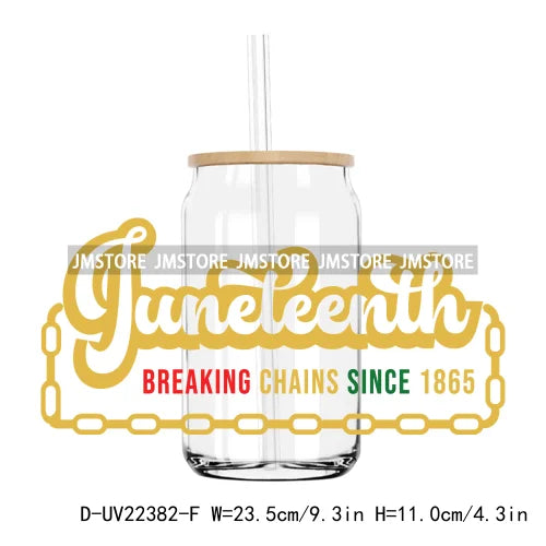 Celebrate 1865 Juneteenth Freedom UV DTF Sticker For 16OZ Libbey Glass Cup Can Wrap Transfer Stickers Custom Labels DIY Logo