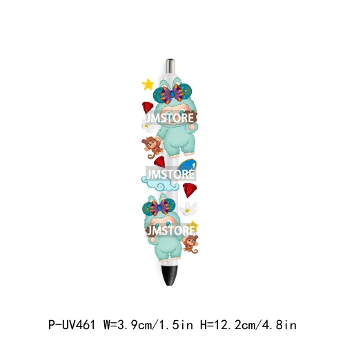 Cute Cartoon Monsters Character Kids UV DTF Pen Wraps Ready To Apply Transfer Stickers Waterproof Prints Durable Custom Labels