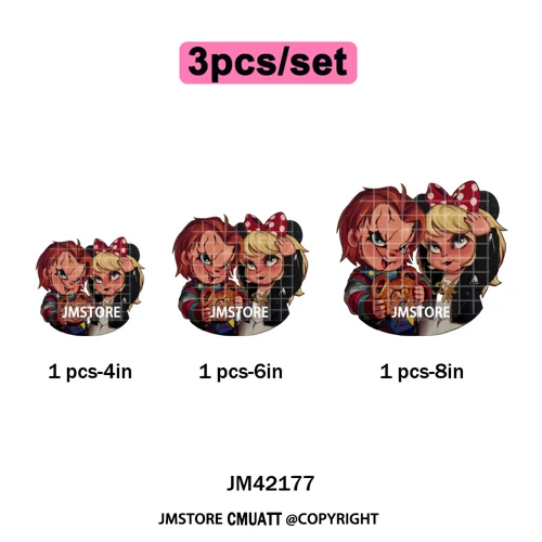 See You In Hell Scary Movie True Love Couple Halloween Season Iron on DTF Washable Transfers Stickers Ready to Press for Textile