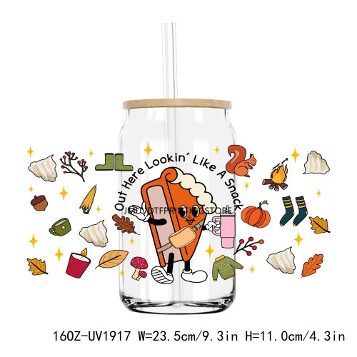 Thanksgiving Fall Thick And Juicy 16OZ UV DTF Cup Wrap Transfers Stickers Custom Labels DIY Waterproof Logo For Libbey Glass Can