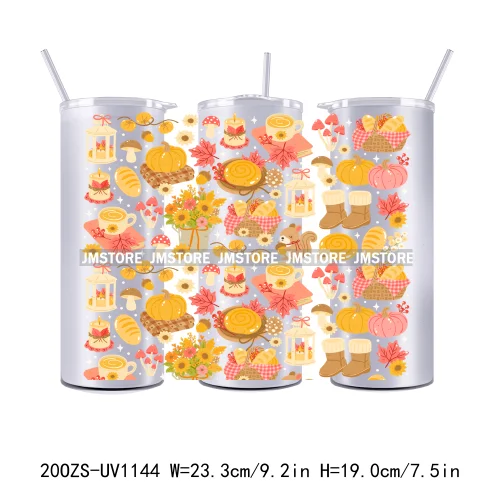 Cozy Season Fall Thanksgiving UV DTF Tumbler Wraps Durable Ready To Apply Transfer Stickers For 20OZ Straight Skinny Tumblers