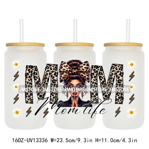 Coquette Afro Black Dope Autism Mama Cat Dog Mom UV DTF Sticker For 16OZ Libbey Glass Cup Can Wrap Waterproof Transfer Stickers