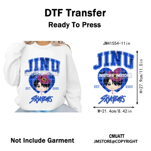 Cute Blue Tiger Idol Group Characters Kpop Halloween Pumpkin Iron on DTF Washable Transfers Stickers Ready to Press for Textile