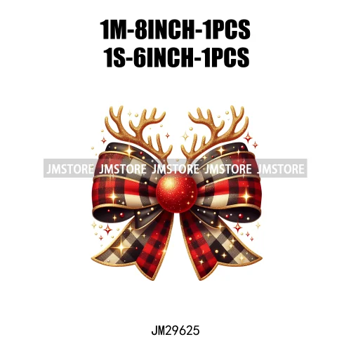 Gingerbread Reindeer Red Coquette Bow Girly Christmas Vibes Iron On DTF Transfers Stickers Ready To Press For Sweatshirt Bags