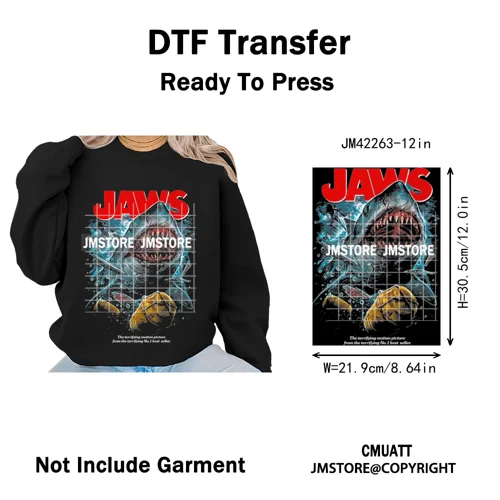 Horror Characters Halftone Movie Shows Scary Halloween Vibes Iron on DTF Washable Transfers Stickers Ready to Press for Clothing