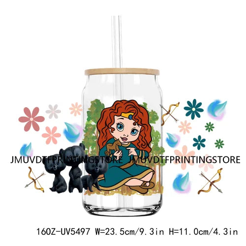 Cartoon Little Mermaid Princess Friends UV DTF Sticker For 16OZ Libbey Glass Cup Can Wrap Transfer Sticker Custom Label DIY Logo