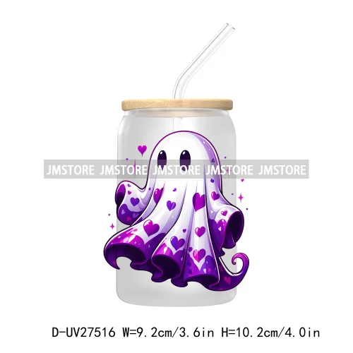 Cute Ghost Stay Spooky Halloween Pumpkin UV DTF Transfer Stickers Decals For Libbey Cold Cups Mugs Tumbler Waterproof Craft Boo