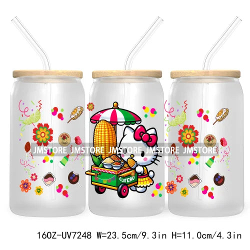 Latina Girl Power Mexican Culture 16OZ UV DTF Cup Wrap Transfers Stickers For Libbey Glass Can Cups Tumbler Waterproof Craft