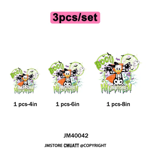Happy Halloween Nightmare Cartoon Character Pumpkin Skeleton Iron on DTF Washable Transfers Stickers Ready to Press for T-shirts