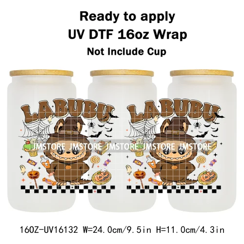 Spooky Doll Monster Characters UV DTF Stickers Fall Pumpkin Halloween Ready to Transfer Cup Wrap For Libbey Can Glass Tumblers