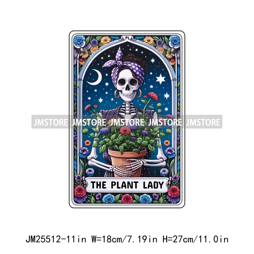 New Drama Queen Teacher Reader Smoker Flower Skull Humor Gothic Tarot Card DTF Iron On Heat Press Transfer Stickers For Clothing