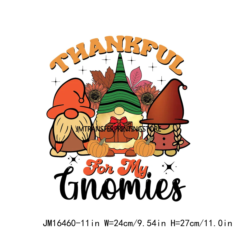 Eat Drink And Be Thankful Hallothanksmas Decals Santa Gnome Coffee Cup Animal Pumpkin Iron On DTF Transfer Sticker For Clothing