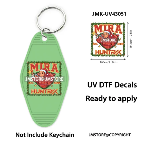 Christmas Kpop Team Demon Hunters Movie UV DTF Keychain Decals Ready To Apply Waterproof Durable Wraps For Hotel Motel Keychain
