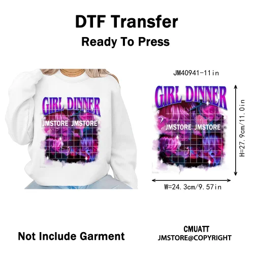 Cartoon Girl Dinner Kpop Merch Idol Band Group Music Movie Iron on DTF Washable Transfers Stickers Ready to Press for Textile