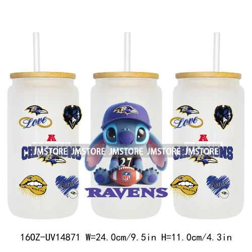 Cute Cartoon Sport Team Game Day 16OZ UV DTF Cup Wraps Ready To Apply Waterproof Transfer Stickers For Libbey Glass Can Tumbler
