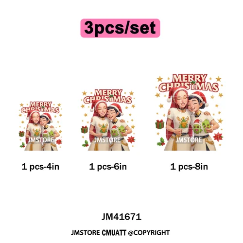 Christmas Kpop Holiday Idol Santa Holly Jolly Merry Christmas Iron on DTF Washable Transfers Stickers Ready to Press for Textile