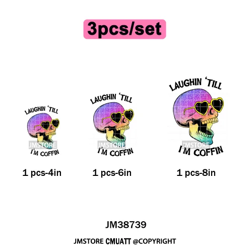 Funny Spooky Season Skelleton Coffin Break Sarcastic Halloween Puns Iron on DTF Transfer Sticker Ready to Press for Clothes Bags