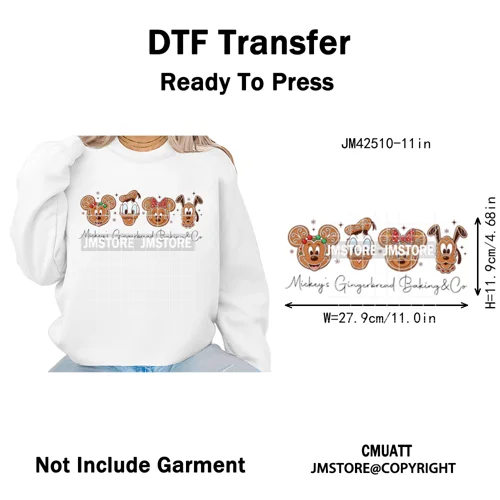 Cute Cartoon Character Coffee Cup Coquette Candy Merry Christmas Iron on DTF Heat Transfers Stickers Ready to Press for Hoodies