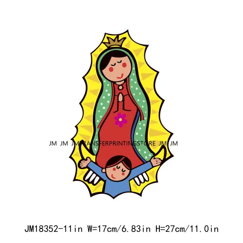 Virgencita Birgen De Guadalupe Nuestra Senora De Guadalupe  Floral Mexican Virgen Our Lady Mary DTF Transfer Sticker For Hoodies