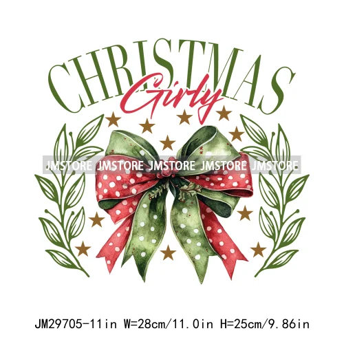 Christmas Girly Vibes Santa Winter Jesus Coquette Bow Tis The Season Iron On DTF Transfers Stickers Ready To Press For Clothes