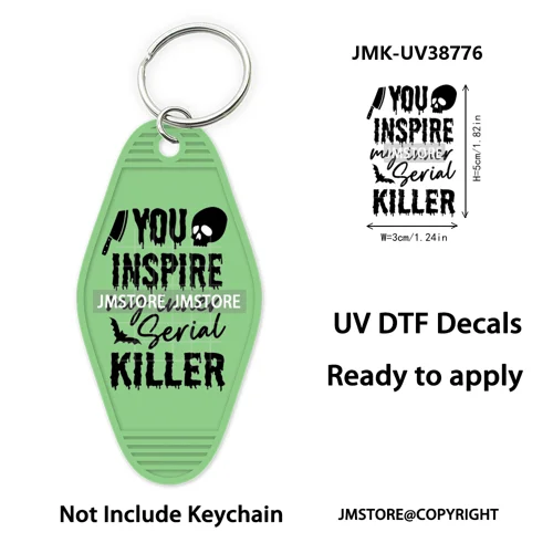 Fall Halloween Quotes Spooky Boo UV DTF Motel Keychain Decal Ready To Ship Durable Transfer Stickers Prints For Hotel Keychain