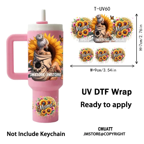 Butterfly Sunflower Girl UV DTF Mini Tumbler Keychain Wraps Ready To Press High Quality Wraps UV Stickers for Tumbler Keychain