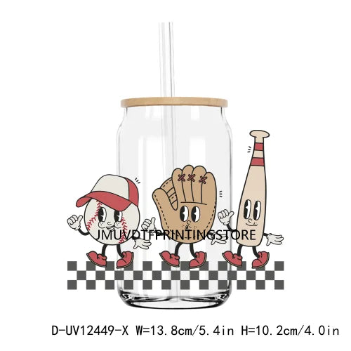 Baseball Dad Mom Sport Game Day UV DTF Transfers Stickers Decals For Libbey Cold Cups Mugs Tumbler Waterproof DIY Logo Softball