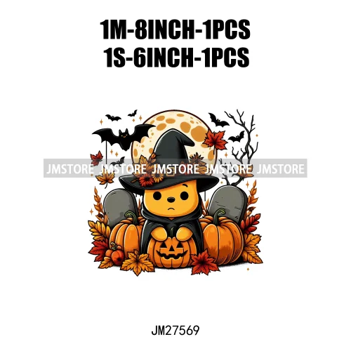 Cartoon Halloween Spooky Season Pumpkin Rip Gravestone Skull DTF Iron On Transfers Stickers Printing Ready To Press For Clothing