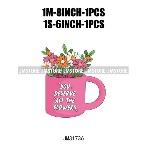 Funny Worthy Flowers Mental Health Positive Motivational Quotes Cowgirl Boots DTF Designs Iron On Transfer Stickers For T-shirts